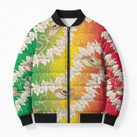 Vanuatu Cowboy Bomber Puffer Jacket Straw Hats Hibiscus With Sand Drawing - Polynesian Pride