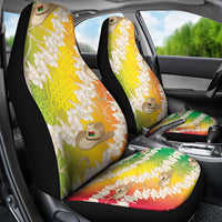 Vanuatu Cowboy Car Seat Cover Straw Hats Hibiscus With Sand Drawing - Polynesian Pride