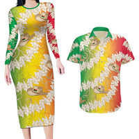 Vanuatu Cowboy Couples Matching Long Sleeve Bodycon Dress and Hawaiian Shirt Straw Hats Hibiscus With Sand Drawing - Polynesian Pride