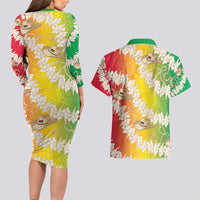Vanuatu Cowboy Couples Matching Long Sleeve Bodycon Dress and Hawaiian Shirt Straw Hats Hibiscus With Sand Drawing - Polynesian Pride