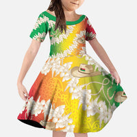 Vanuatu Cowboy Family Matching Short Sleeve Bodycon Dress and Hawaiian Shirt Straw Hats Hibiscus With Sand Drawing - Polynesian Pride