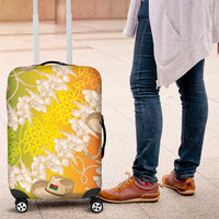 Vanuatu Cowboy Luggage Cover Straw Hats Hibiscus With Sand Drawing - Polynesian Pride