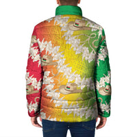 Vanuatu Cowboy Padded Jacket Straw Hats Hibiscus With Sand Drawing - Polynesian Pride