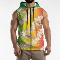 Vanuatu Cowboy Sleeveless Zip Hoodie Straw Hats Hibiscus With Sand Drawing - Polynesian Pride