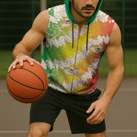 Vanuatu Cowboy Sleeveless Zip Hoodie Straw Hats Hibiscus With Sand Drawing - Polynesian Pride