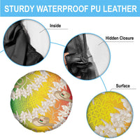 Vanuatu Cowboy Spare Tire Cover Straw Hats Hibiscus With Sand Drawing - Polynesian Pride