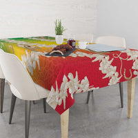 Vanuatu Cowboy Tablecloth Straw Hats Hibiscus With Sand Drawing - Polynesian Pride