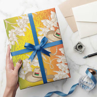 Vanuatu Cowboy Wrapping Paper Straw Hats Hibiscus With Sand Drawing - Polynesian Pride