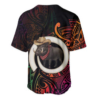 Vanuatu Boar Cowboy Baseball Jersey Tusk Gradient Polynesian Pattern - Polynesian Pride