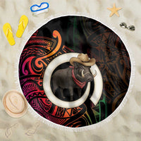Vanuatu Boar Cowboy Beach Blanket Tusk Gradient Polynesian Pattern - Polynesian Pride