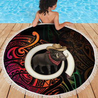 Vanuatu Boar Cowboy Beach Blanket Tusk Gradient Polynesian Pattern - Polynesian Pride