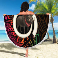 Vanuatu Boar Cowboy Beach Blanket Tusk Gradient Polynesian Pattern - Polynesian Pride