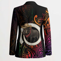 Vanuatu Boar Cowboy Blazer Tusk Gradient Polynesian Pattern - Polynesian Pride