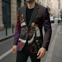 Vanuatu Boar Cowboy Blazer Tusk Gradient Polynesian Pattern - Polynesian Pride