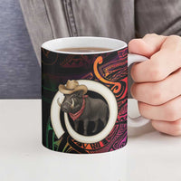 Vanuatu Boar Cowboy Ceramic Mug Tusk Gradient Polynesian Pattern - Polynesian Pride