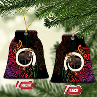 Vanuatu Boar Cowboy Ceramic Ornament Tusk Gradient Polynesian Pattern - Polynesian Pride