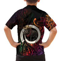 Vanuatu Boar Cowboy Hawaiian Shirt Tusk Gradient Polynesian Pattern - Polynesian Pride