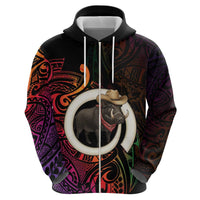 Vanuatu Boar Cowboy Hoodie Tusk Gradient Polynesian Pattern - Polynesian Pride
