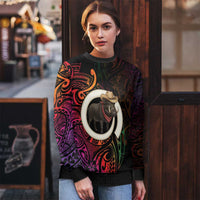 Vanuatu Boar Cowboy Ugly Christmas Sweater Tusk Gradient Polynesian Pattern - Polynesian Pride