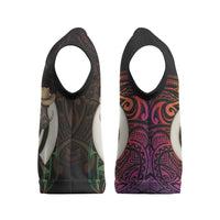 Vanuatu Boar Cowboy Christmas Knitted V-Neck Vest Tusk Gradient Polynesian Pattern - Polynesian Pride