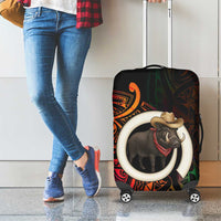Vanuatu Boar Cowboy Luggage Cover Tusk Gradient Polynesian Pattern - Polynesian Pride