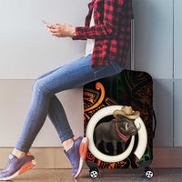 Vanuatu Boar Cowboy Luggage Cover Tusk Gradient Polynesian Pattern - Polynesian Pride