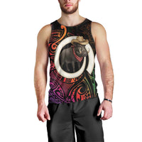 Vanuatu Boar Cowboy Men Tank Top Tusk Gradient Polynesian Pattern - Polynesian Pride