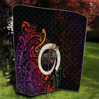 Vanuatu Boar Cowboy Quilt Tusk Gradient Polynesian Pattern - Polynesian Pride