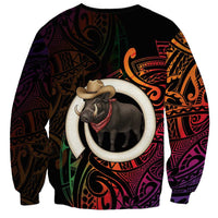 Vanuatu Boar Cowboy Sweatshirt Tusk Gradient Polynesian Pattern - Polynesian Pride