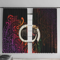 Vanuatu Boar Cowboy Window Curtain Tusk Gradient Polynesian Pattern - Polynesian Pride
