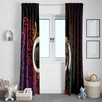 Vanuatu Boar Cowboy Window Curtain Tusk Gradient Polynesian Pattern - Polynesian Pride