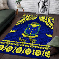 Personalised Fiji Natabua High School Area Rug Fijian Tapa Pattern LT14 Blue - Polynesian Pride