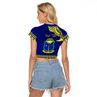 Personalised Fiji Natabua High School Raglan Cropped T Shirt Fijian Tapa Pattern LT14 - Polynesian Pride