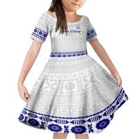 Personalised Fiji Labasa College Family Matching Long Sleeve Bodycon Dress and Hawaiian Shirt Fijian Tapa Pattern LT14 Daughter's Dress White - Polynesian Pride