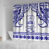 Personalised Fiji Labasa College Shower Curtain Fijian Tapa Pattern LT14 - Polynesian Pride