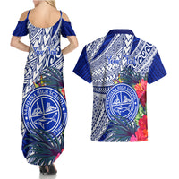 Personalised Samoana High School Couples Matching Summer Maxi Dress and Hawaiian Shirt American Samoa Schools Polynesian Tropical Flowers LT14 - Polynesian Pride