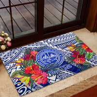 Personalised Samoana High School Rubber Doormat American Samoa Schools Polynesian Tropical Flowers LT14 - Polynesian Pride