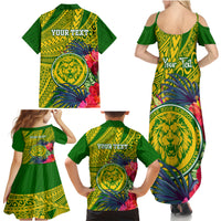 Personalised Leone High School Family Matching Summer Maxi Dress and Hawaiian Shirt American Samoa Schools Polynesian Tropical Flowers LT14 - Polynesian Pride