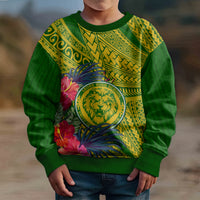 Personalised Leone High School Kid Ugly Christmas Sweater American Samoa Schools Polynesian Tropical Flowers LT14 - Polynesian Pride