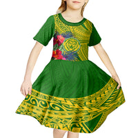 Personalised Leone High School Kid Short Sleeve Dress American Samoa Schools Polynesian Tropical Flowers LT14 - Polynesian Pride