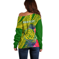 Personalised Leone High School Off Shoulder Sweater American Samoa Schools Polynesian Tropical Flowers LT14 - Polynesian Pride