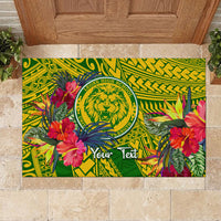 Personalised Leone High School Rubber Doormat American Samoa Schools Polynesian Tropical Flowers LT14 - Polynesian Pride