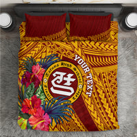 Personalised Tafuna High School Bedding Set American Samoa Schools Polynesian Tropical Flowers LT14 Maroon - Polynesian Pride
