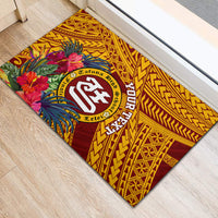 Personalised Tafuna High School Rubber Doormat American Samoa Schools Polynesian Tropical Flowers LT14 - Polynesian Pride