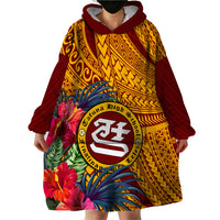 Personalised Tafuna High School Wearable Blanket Hoodie American Samoa Schools Polynesian Tropical Flowers LT14 - Polynesian Pride