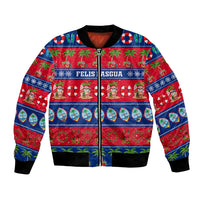 Personalised Guam Christmas Bomber Jacket Felis Pasgua LT14 Unisex Blue - Polynesian Pride