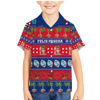 Personalised Guam Christmas Family Matching Mermaid Dress and Hawaiian Shirt Felis Pasgua LT14 Son's Shirt Blue - Polynesian Pride