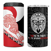 Toitu Te Tiriti Me Te Whakaputanga 4 in 1 Can Cooler Tumbler Maori Wahaika With Haka Face