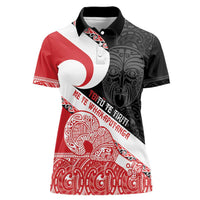 Toitu Te Tiriti Me Te Whakaputanga Women Polo Shirt Maori Wahaika With Haka Face LT14 Female Red - Polynesian Pride