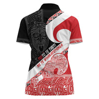 Toitu Te Tiriti Me Te Whakaputanga Women Polo Shirt Maori Wahaika With Haka Face LT14 - Polynesian Pride